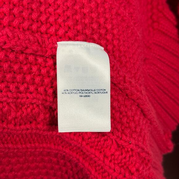 Lands’ End Cable Knit Sweater Dress Red Long Sleeve M 10/12 Winter Cozy Holiday - Picture 4 of 7